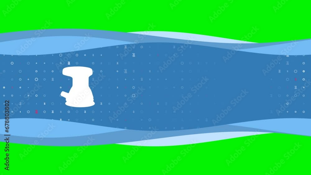 Poster animation of blue banner waves movement with white sanding machine symbol on the left. on the backgr