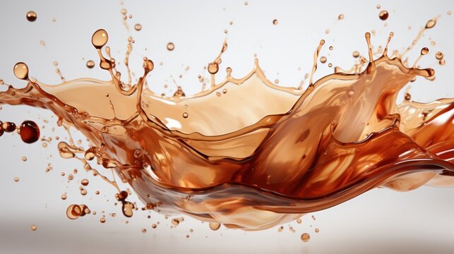 Dynamic coffee splash with coffee particles dispersing in mid-air. AI generate illustration