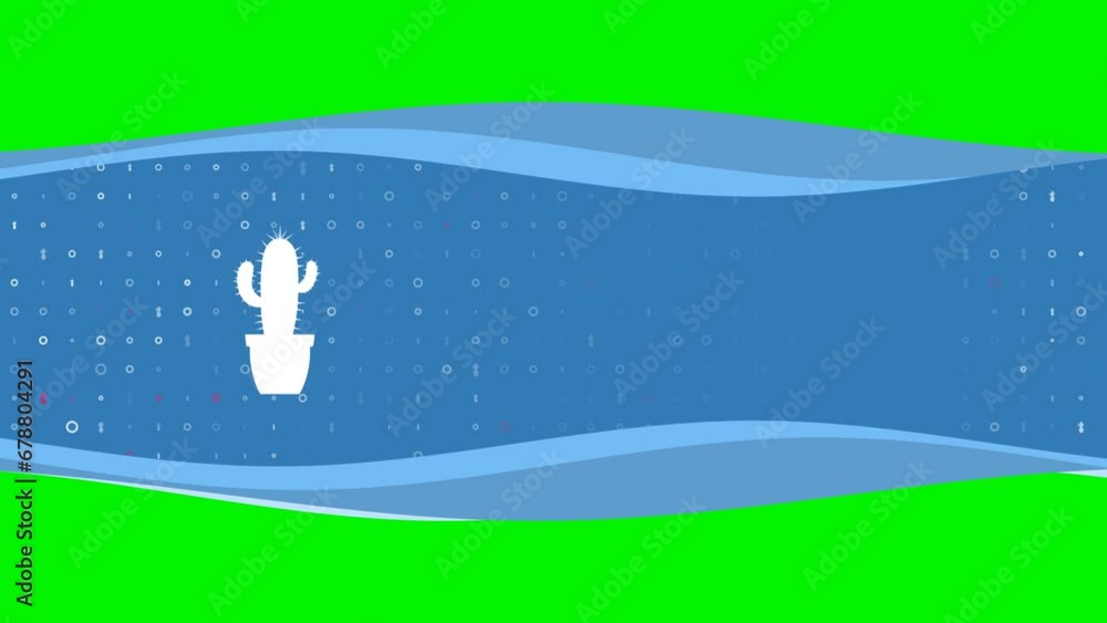 Aufkleber animation of blue banner waves movement with white cactus symbol on the left. on the background ther