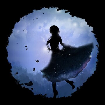 Running through life. Silhouette art