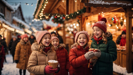 Obraz na płótnie Canvas Besuch auf dem weihnachtsmarkt, generated image