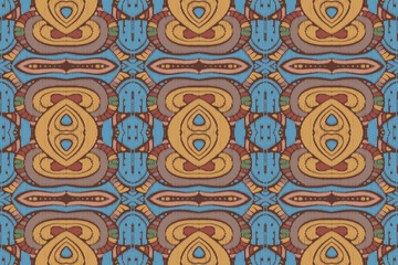 Ethnic abstract Pattern Seamless ikat pattern in tribal, folk embroidery, and Asia style. Aztec geometric art ornament print. Design for carpet, wallpaper, clothing, wrapping, fabric, cover.