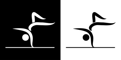 Pictogrammes représentant un danseur de Breakdance, une des nouvelles disciplines des compétitions sportives de 2024. - obrazy, fototapety, plakaty