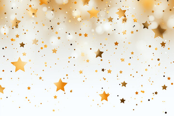 Gold stars scatter on a white backdrop
