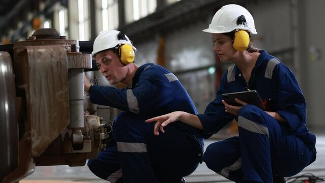 Rail engineer service and maintenance underbody of electric train