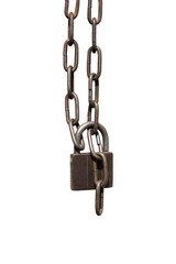 Padlock and chain isolated