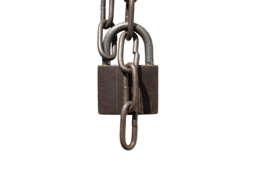 Padlock and chain isolated