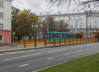 City tram on the street of Minsk