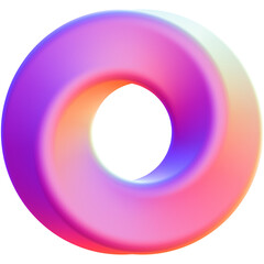 Holographic 3D shape isolated on a transparent background. Trendy abstract geometric design element in purple and pink colors.