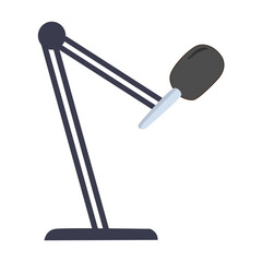 Microphone with stand in cartoon style, podcast.