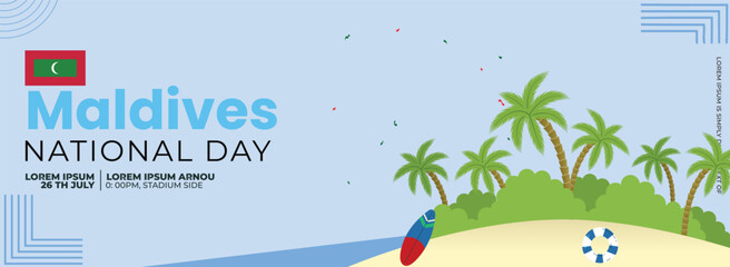 Maldives national day horizontal banner with Maldivian flag .geometric abstract suitable for, poster and banner. celebration of independence day.