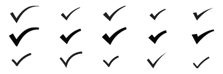 Deurstickers Check mark icons set. Check marks symbol. Simple check mark. Checklist symbols. © Pixzot