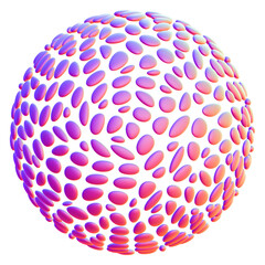 Holographic 3D shape isolated on a transparent background. Trendy abstract geometric design element in purple and pink colors.