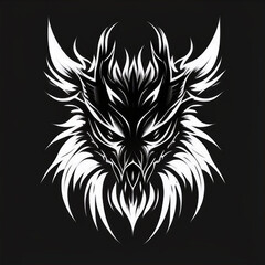 Monochrome Beast Insignia: Animal Monster Head Logo Design