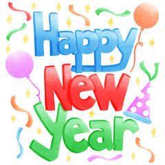 happy new year. lettering text for happy new year