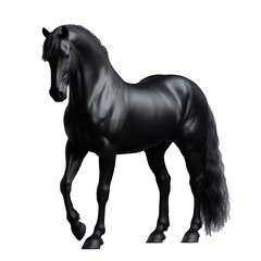 black horse isolated on transparent background.