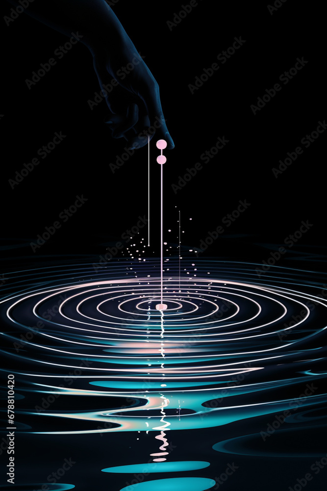 Poster A graphic representation of a conductor's baton creating ripples in a pool of water, symbolizing the influence and direction of music.