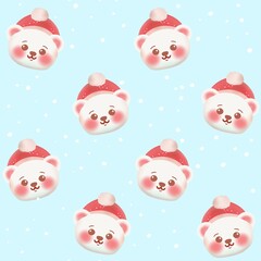Christmas polar bear seamless pattern bg