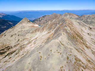 Aerial view Around Polezhan peak, Pirin Mountain, Bulgaria