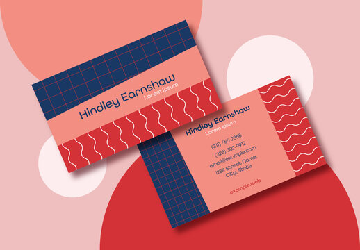 Red and Blue Geometric Business Card Template