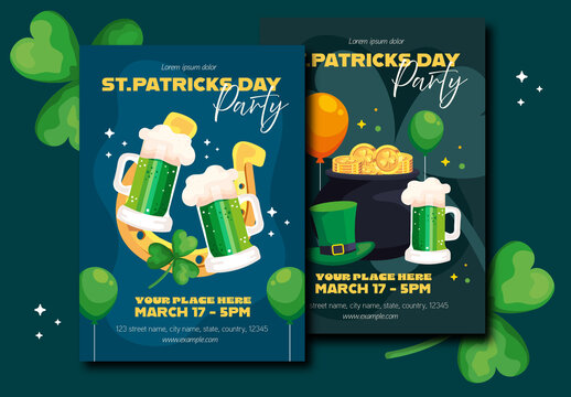 Green and Gold St. Patrick&rsquo;s Day Party Flyer Template