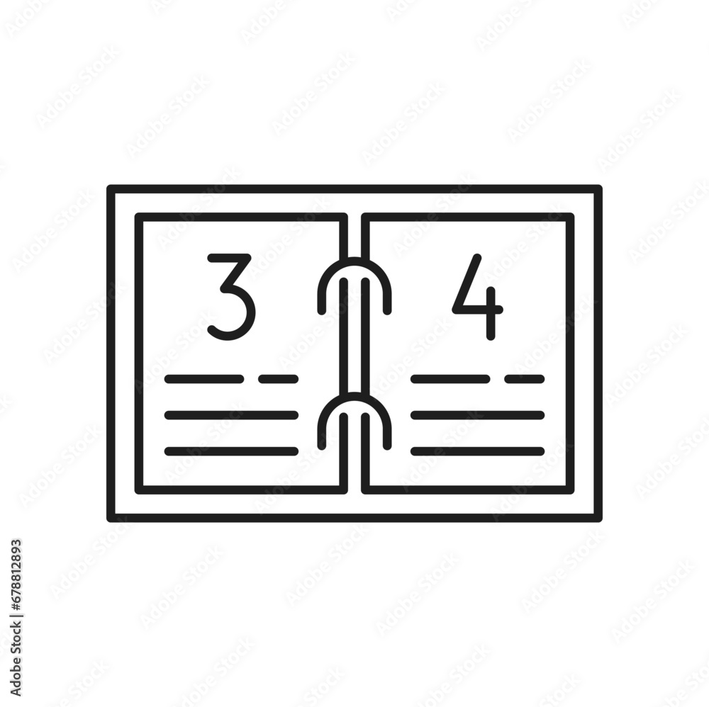 Poster spiral calendar with dates isolated outline icon. vector pages with agenda appointments, annual sche