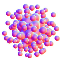 Holographic 3D shape isolated on a transparent background. Trendy abstract geometric design element in purple and pink colors.