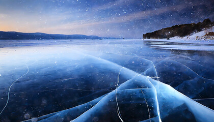 ice texture cracks baikal abstract background winter ice blue