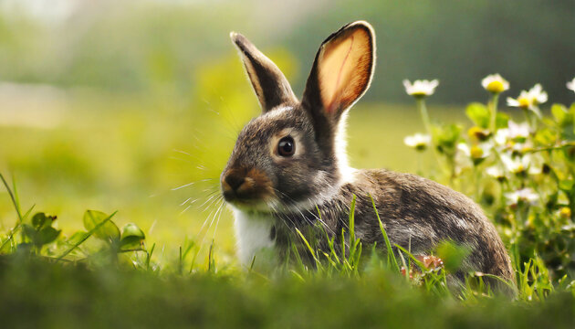 rabbit in the grass hd 8k wallpaper stock photographic image
