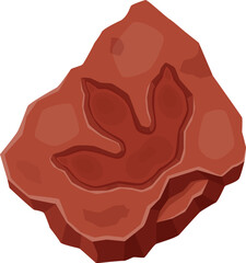 Ancient tyrannosaurus dinosaur footprint, archeology fossil. Ancient dino paleontology science footprint, extinct reptile foot ground trace or prehistory animal step museum fossil vector track