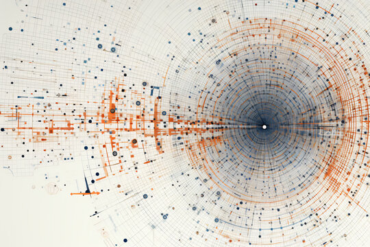 Orange and gray data vortex on white