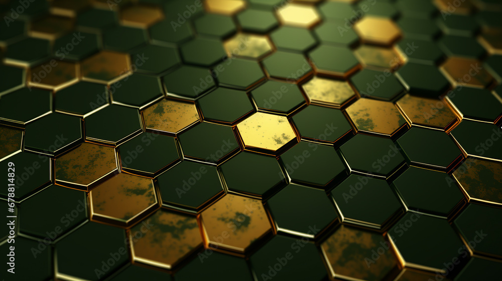 Poster futuristic hexagons abstract digital technology background. ai generative