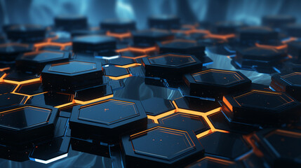 Obraz premium Futuristic Hexagons Abstract Digital Technology Background. ai generative