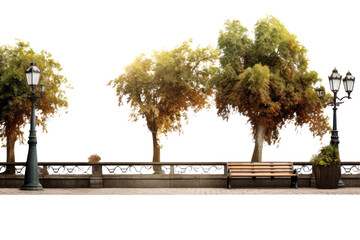 walking pavement path promenade on the bridge in front of the shore isolated on transparent background, png file - obrazy, fototapety, plakaty