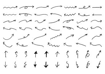 シンプルな手描き矢印の素材セット