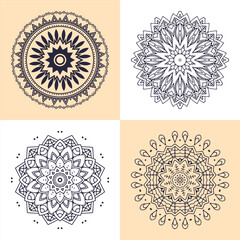 Set of color floral mandalas, vector illustration
