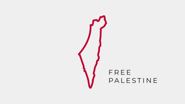 Free Palestine, Save Palestine, Palestine Freedom. Pray For Palestine Israel Palestine War Flag Animation. free Palestine text and map animation.