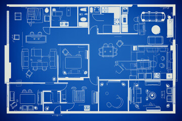 Blueprint of house interior design with detailed room layout