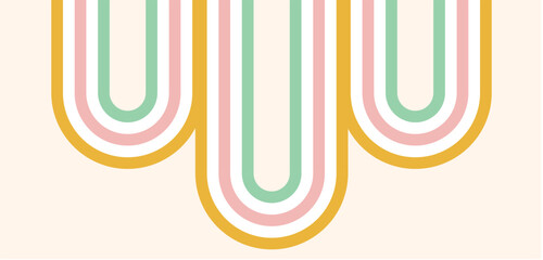 1970s 1980s Retro Abstract Groovy Lines Pattern in pink blue orange  Hippie style psychedelic vector background