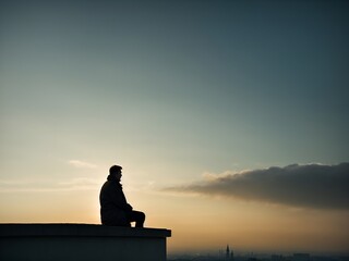 Ein Mann ist allein in seiner Welt gefangen in tiefen gedanken