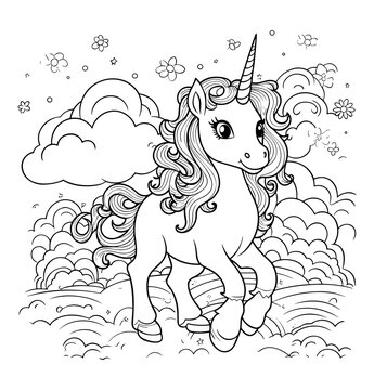 Cute Unicorn coloring pages - coloring book 