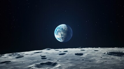 3D Illustration of Apollo 8 Moon Footage Featuring Earth and Moon, with Stunning Earth Rise Views from the Lunar Surface
