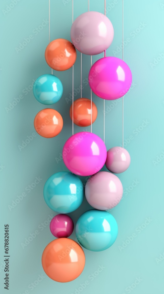 Poster a bunch of colorful balloons hanging from strings