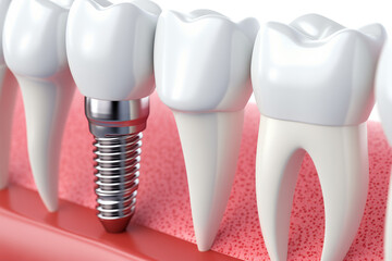 Concept prosthetics Implant tooth attached to jaw with pin