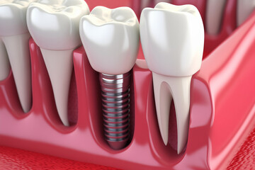 Concept prosthetics Implant tooth attached to jaw with pin