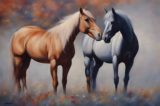 Beautiful painting of the horses