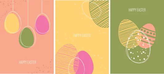 Fotobehang easter card with eggs set . flat minimalistic illustration modern style © Anminsi