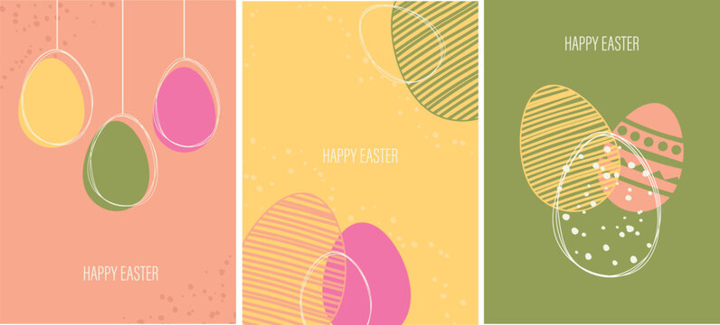 easter card with eggs set . flat minimalistic illustration modern style