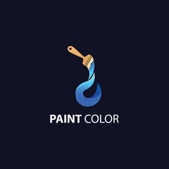 vector illustration of a paint color logo with a brush
