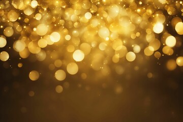 Shimmering glitter and golden bokeh on abstract background